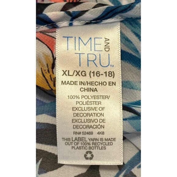 Time & Tru Women's Swimsuit Cover Tropical Print 100% Polyester Size XL (16-18) - Picture 9 of 10